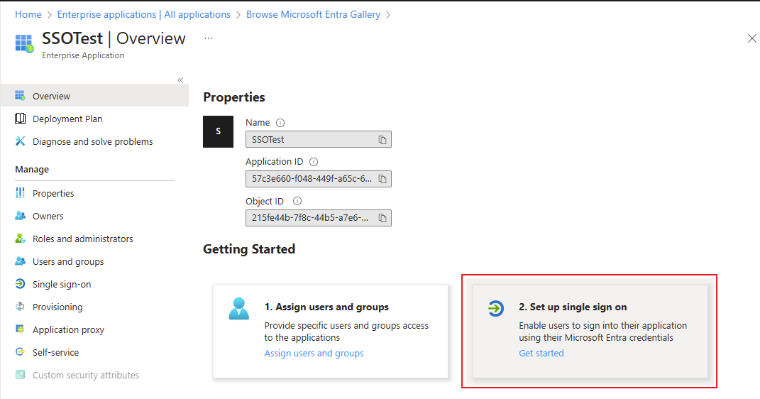 Click Choose the send part of this unit to set up single sign-on.