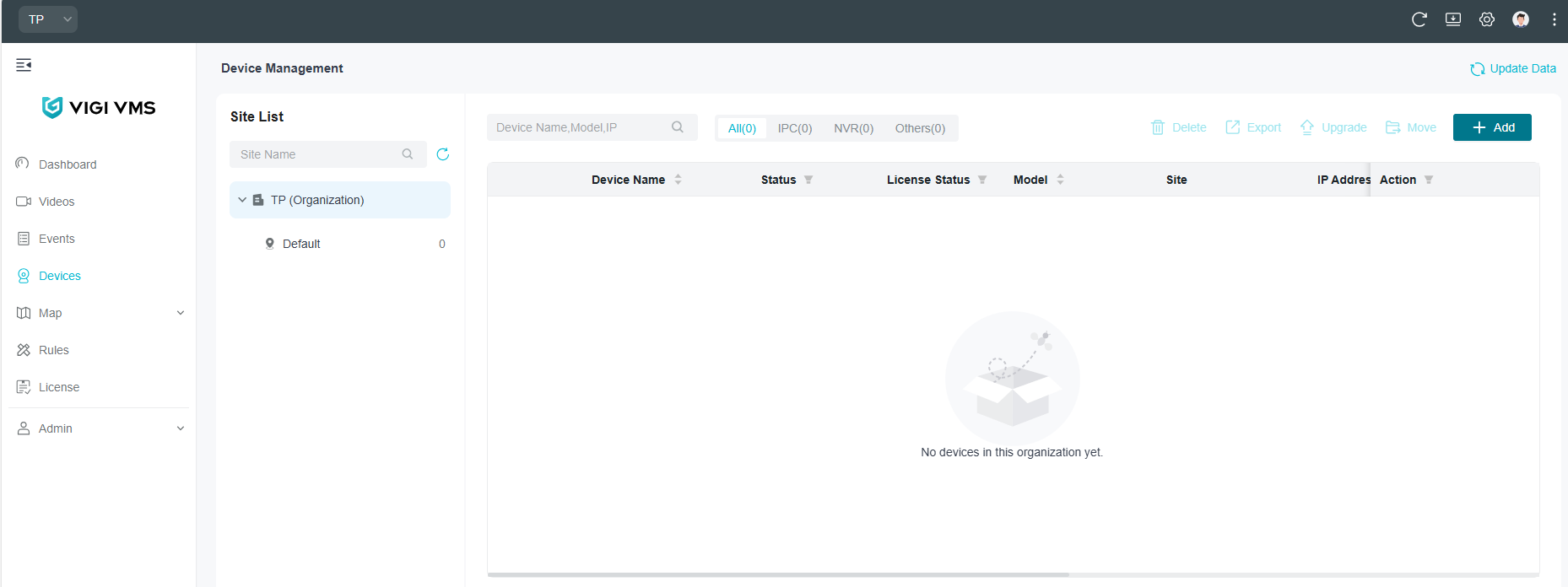 The page of the Devices option.