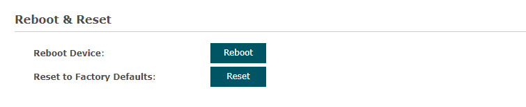 The Reboot & Reset page of the Festa AP.