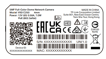 The label on the VIGI Device.