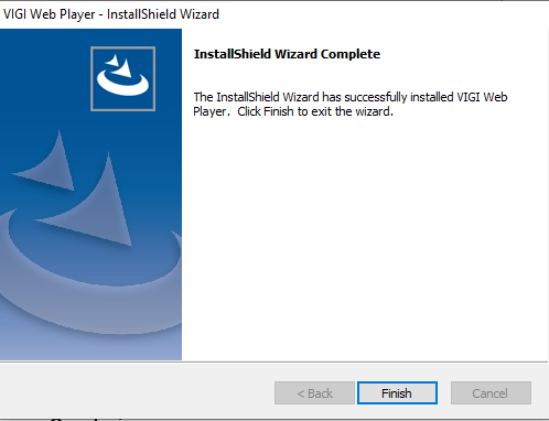 The InstallShield Wizard of the VIGI Web Player plugin.