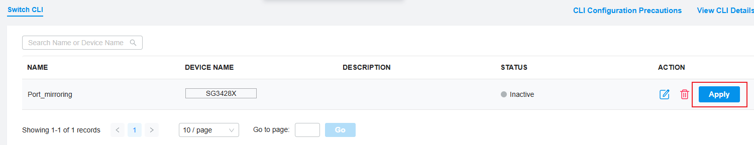 To activate the CLI Template, you just need to click Apply.
