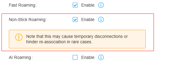 The position to enable Non-Stick Roaming.