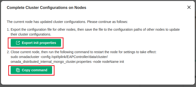 The pop-up window for the init properties file and init command.