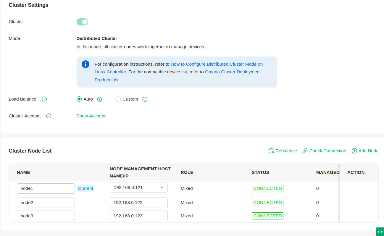 Example of completing the deployment of Distributed cluster mode.