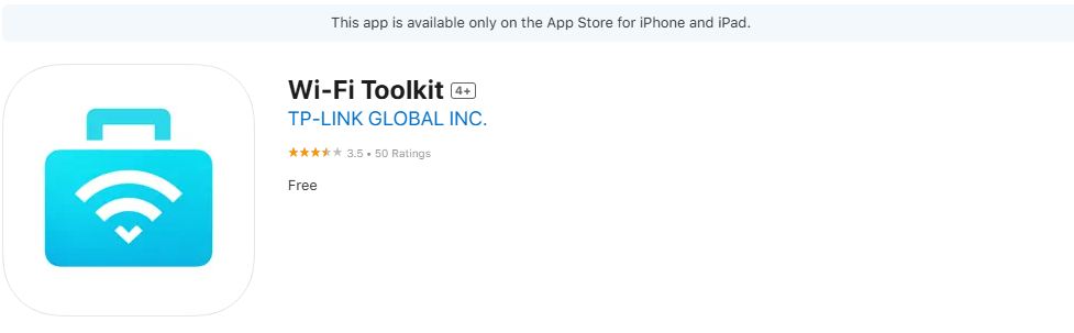 An App Store Preview shows the Wi-Fi Toolkit app, available for iPhone and iPad.