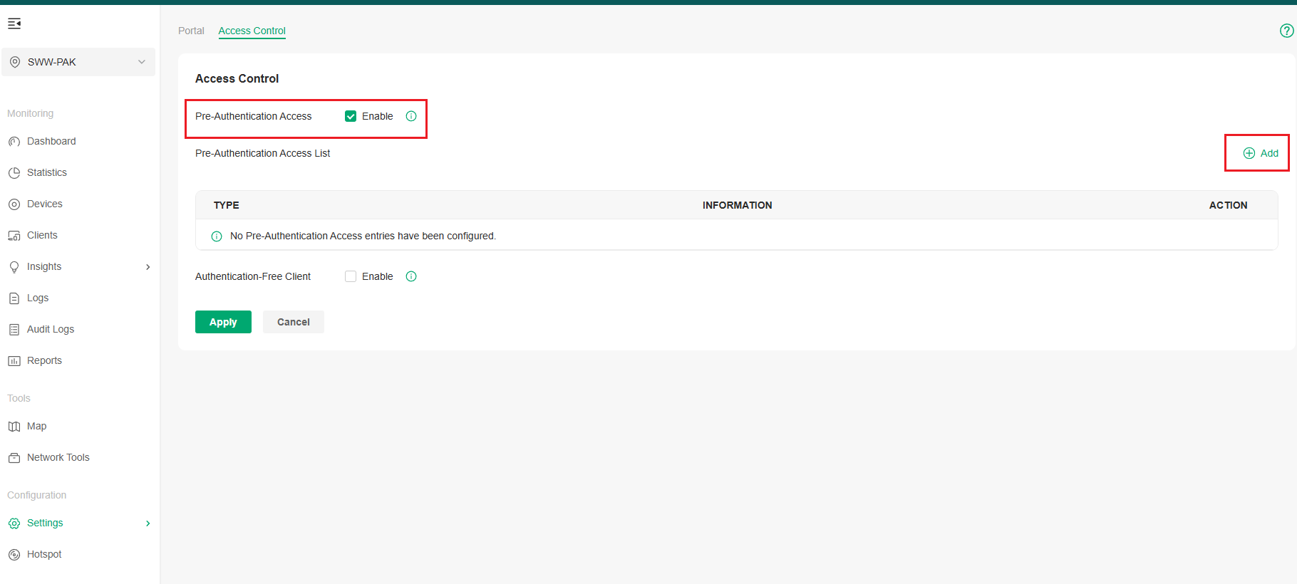 Add a pre-authenticated address