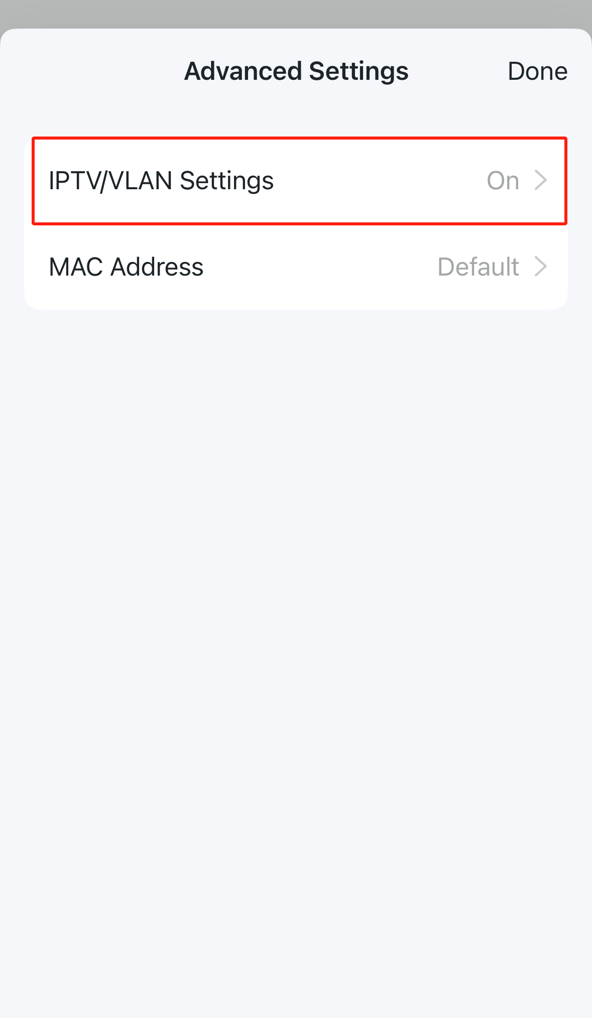 Locate the IPTV/VLAN Settings button in the middle of the page.