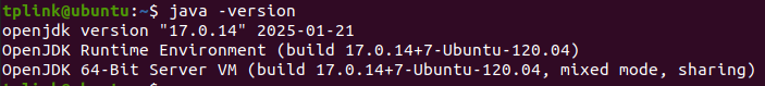 Check the default Java version.