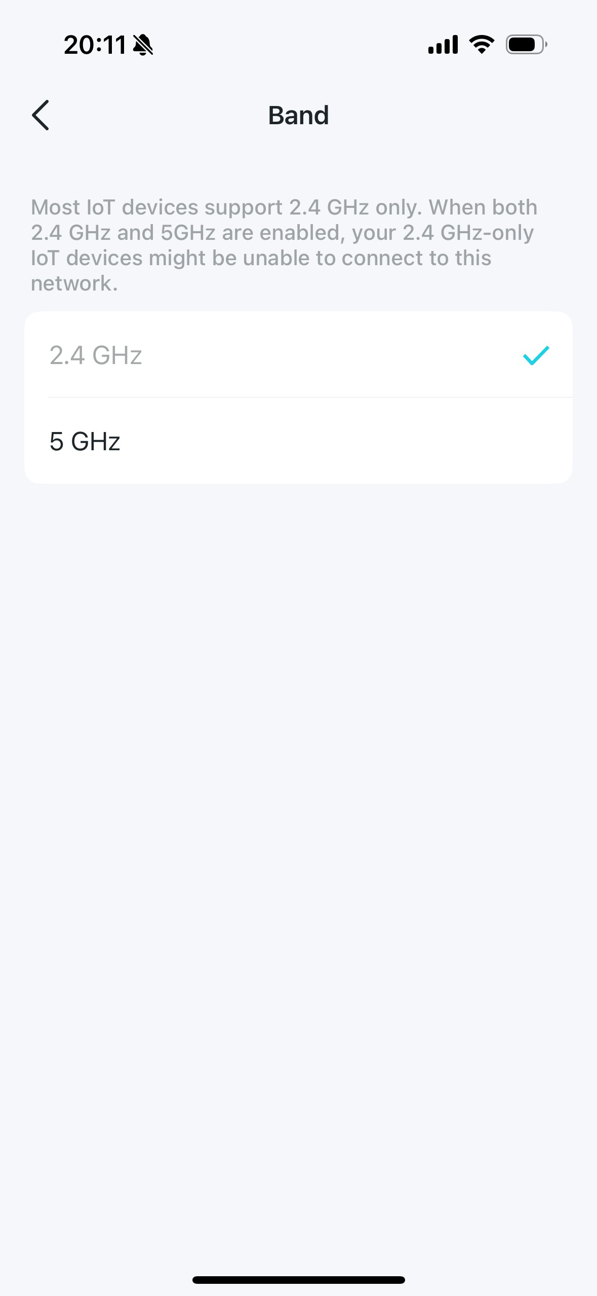 Display the Band settings page.