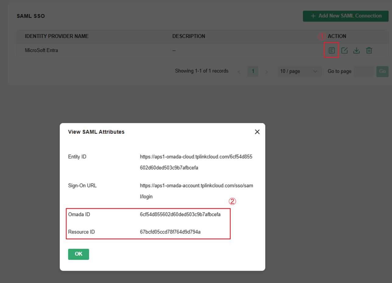 After configuration, click the view button to check the attributes of this SSO settings.