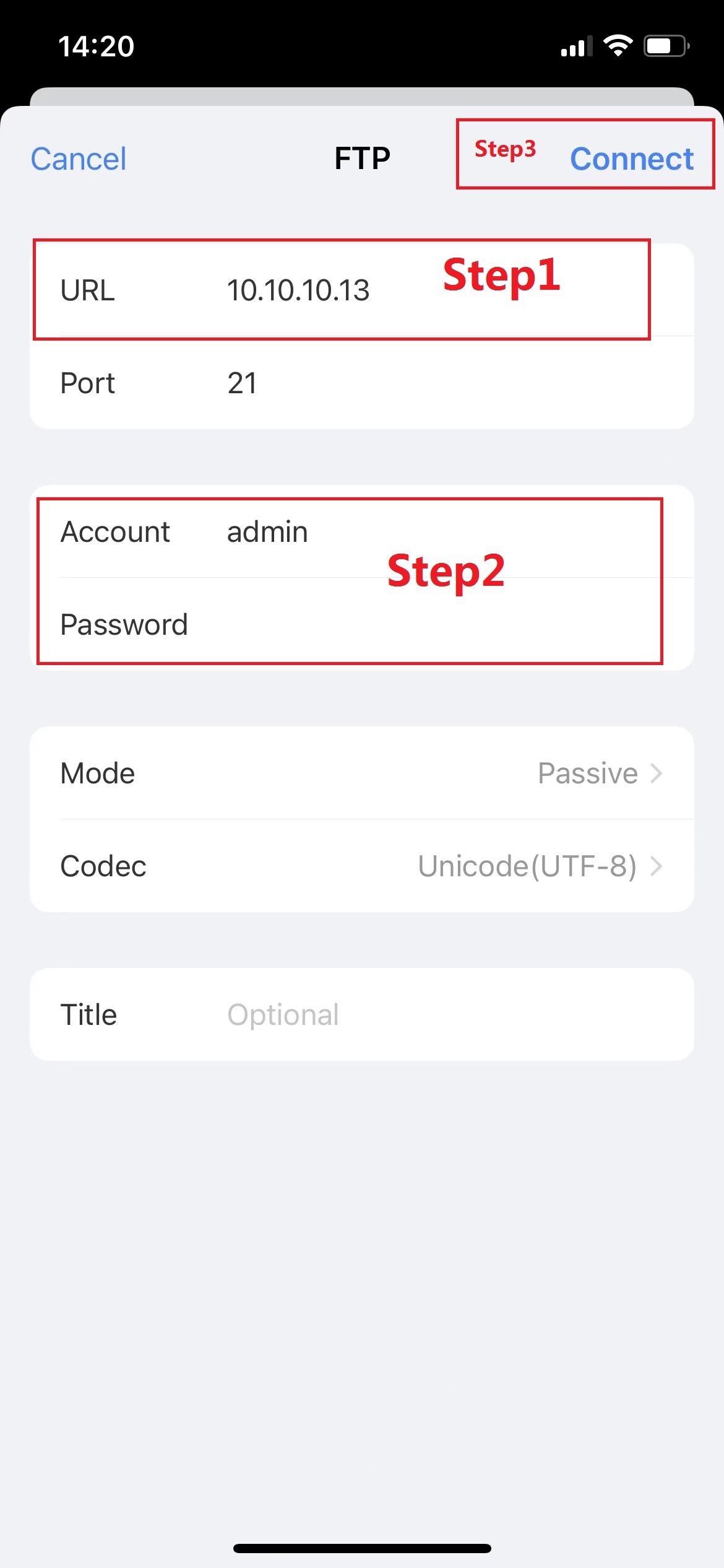 Type username and password to log in.