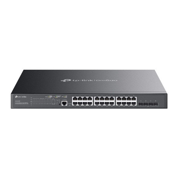 Omada 24 埠 Gigabit 和 4 埠 10GE SFP+ L2+ 管理型交換器 (含 24 埠 PoE+) 1