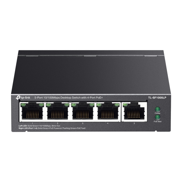 5portový 10/100 Mbit/s stolní switch se 4 porty PoE+ 1